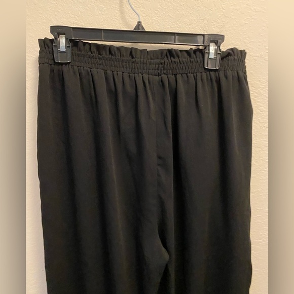 Adrianna Papell Paperbag Black Crepe Culotte Pants Elastic Waist Tie Pleats - Picture 6 of 7